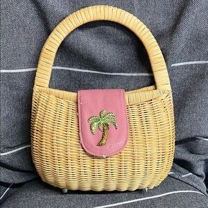Bueno Pink and Tan Mini Bag with Woven Design
